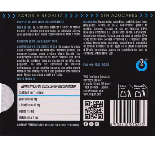 WUG Off Funkcionális rágótabletta Melatonin, Valeriána, 8 db cukormentes